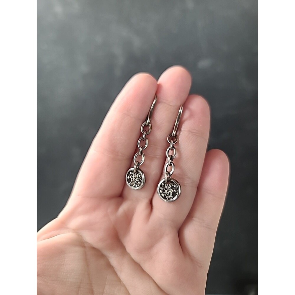 925 Sterling Silver Beaded Pierced Dangling Earrings Vintage